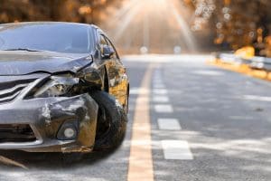 An image of a car that has been damaged in a car accident.