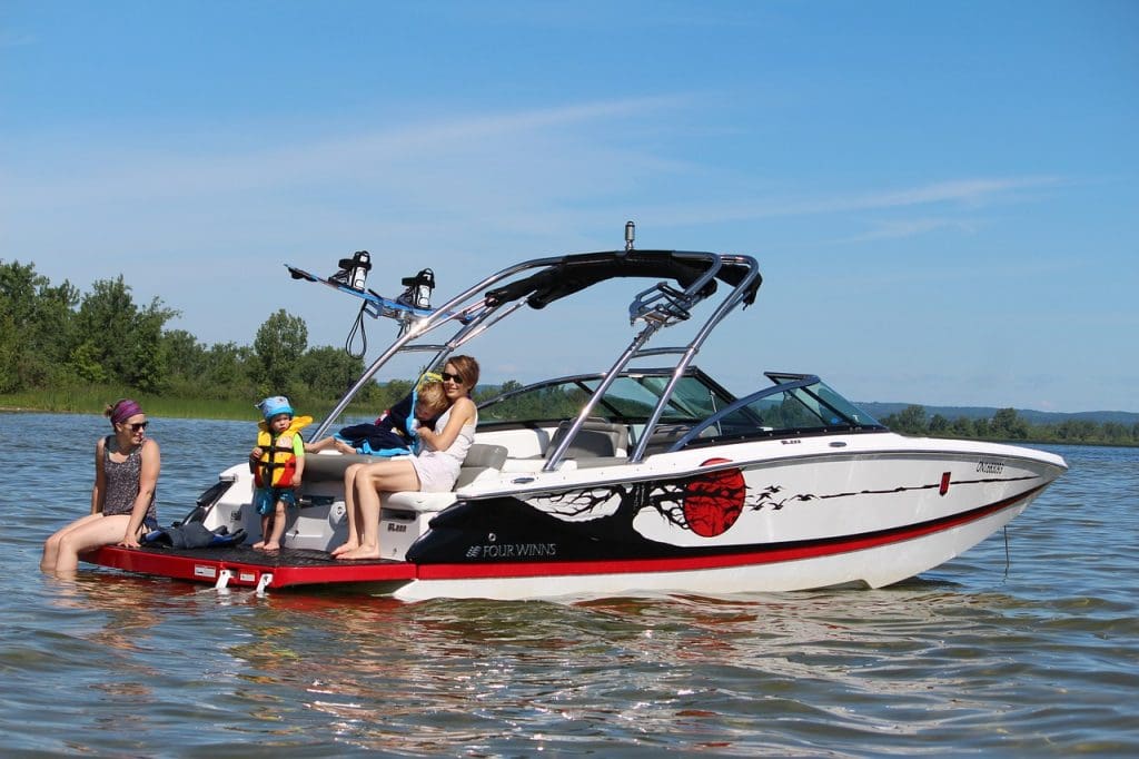 Family on a boat
